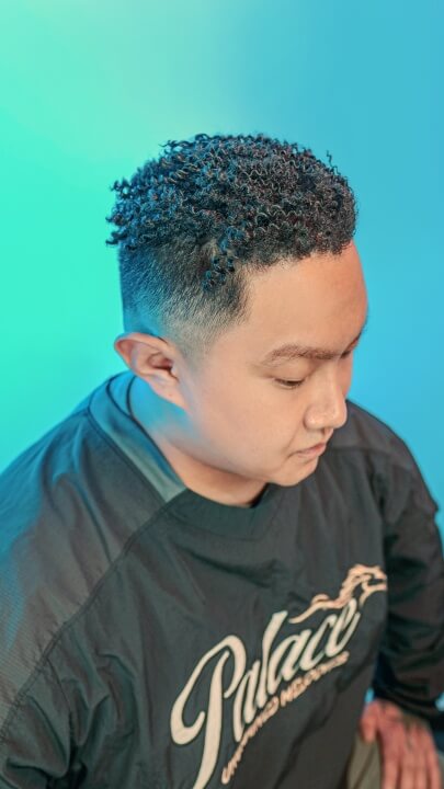 Slick back Afro hairstyle